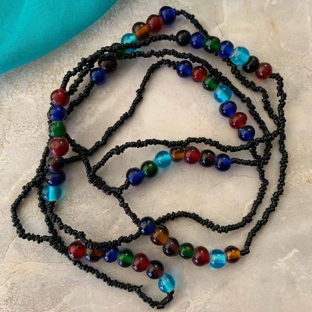 Black and Multicolor Glass Beaded Necklace